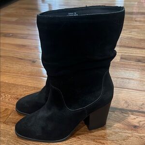 Crown & Ivy Women's Black Suede Boots-EUC
